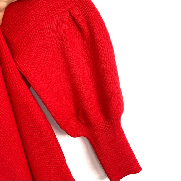 Red Rib Bell Long Sleeve Sweater TurtleNeck size S size L New - Picture 3 of 14
